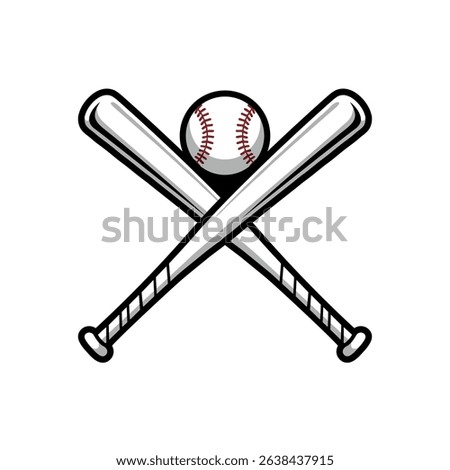 Baseball crossed bats with ball. Baseball flat vector illustration