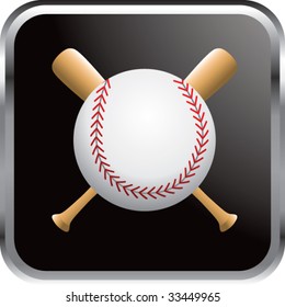 baseball and crossed bats on black web button