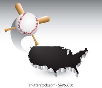 baseball and crossed bats on black united states icon
