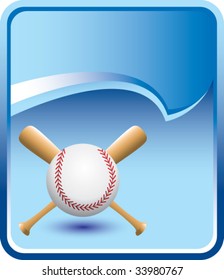 baseball and crossed bats on blue rip curl background