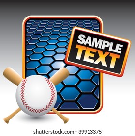 baseball and crossed bats on blue hexagon template