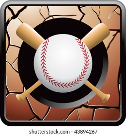 béisbol y murciélagos cruzados con botón web de bronce roto