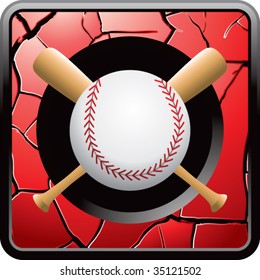 béisbol y murciélagos cruzados en un icono de la red roja