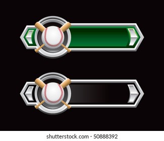 baseball and crossed bats on green and black arrows
