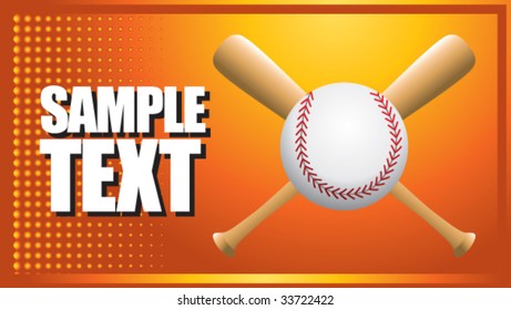 baseball and crossed bats on interesting halftone background