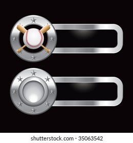 baseball and crossed bats on metal banner