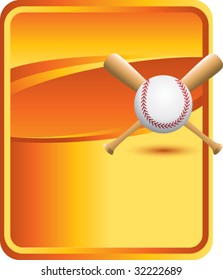 baseball and crossed bats on orange background