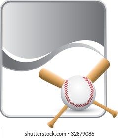 baseball and crossed bats on silver background