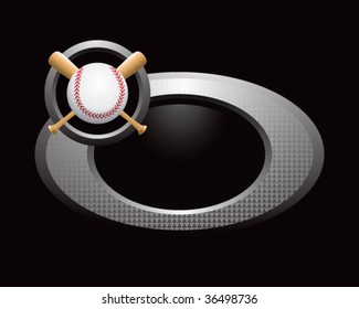 baseball and crossed bats on silver oval icon