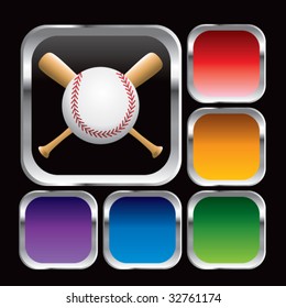 baseball and crossed bats on square web buttons