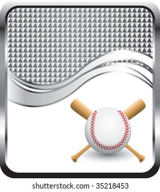 baseball and crossed bats on wave background