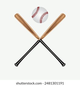 baseball and crossed bats.vector illustration eps 10