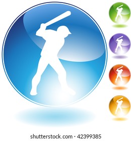 Baseball-Kristallsymbol einzeln auf weißem Hintergrund.