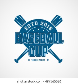 Baseball Cup Emblem Blue Flat Icon On White Background