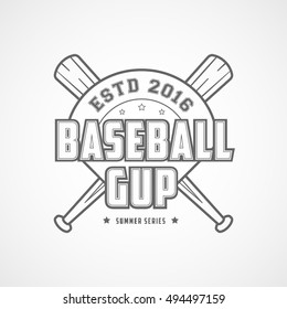 Baseball Cup Emblem Line Icon On White Background