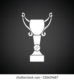 Baseball cup icon. Black background with white. Vector illustration.