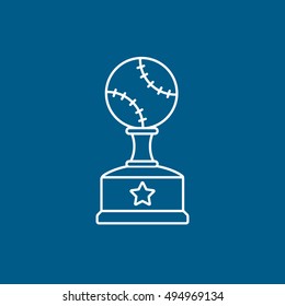 Baseball Cup Line Icon On Blue Background