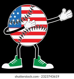 Baseball dabbing USA merica 4th of july t-shirt design