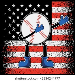 Baseball dabbing USA merica 4th of july t-shirt design