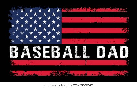 Baseball Dad American Flag Design