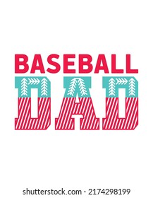 Baseball Dad Sewing Thread Vector T-Shirts, Sports Game Badge Tournament Father Design Template