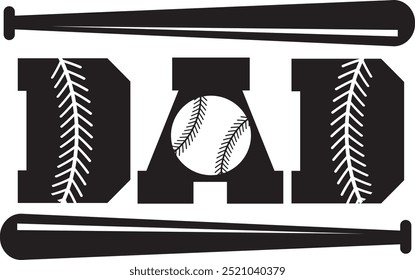 Baseball, Dad, Sports, Baseball Stitches, Father Day, Champion, Game, Baseball Bat, Baseball Player, Vector, Logo, Silhouette