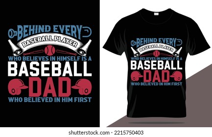 Baseball Dad  T Shirt Design, Dad Typography, Baseball T Shirt Template, Father's Day T Shirt Design