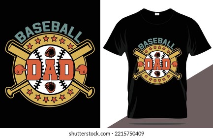 Baseball Dad  T Shirt Design, Dad Typography, Baseball T Shirt Template, Father's Day T Shirt Design