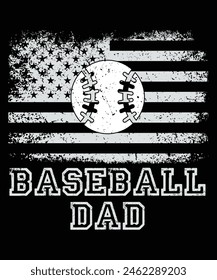 Baseball DAD USA American Flag Patriotic Dad Father's Day T-Shirt, American Flag Baseball Apparel - Baseball T-Shirt
