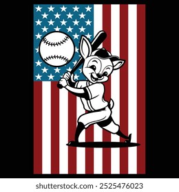 Baseball Deer American Flag Patriotic Camiseta