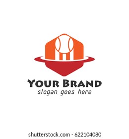 Baseball design logo with hexagonal shape and swoosh icon