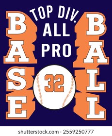 Baseball design with number 32 for Tshirt and Graphical Use.
