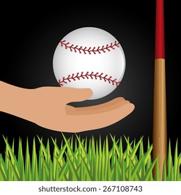 Baseball design over black background, vector illustration.