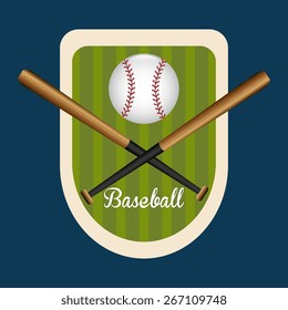 Baseball design over blue background, vector illustration.