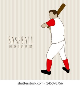 baseball design over lineal background vector illustration