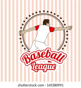 baseball design over lineal background vector illustration