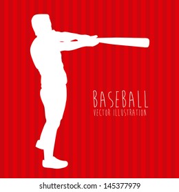 baseball design over red background vector illustration