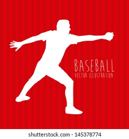baseball design over red background vector illustration