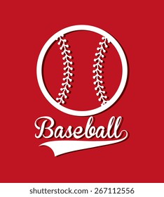 Baseball design over red background, vector illustration.