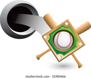 baseball diamond and bats coming out of hole