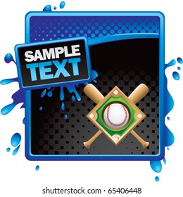 baseball diamond blue and black halftone grungy ad
