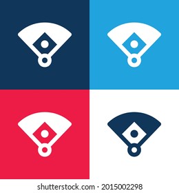 Béisbol Diamante azul y rojo cuatro colores conjunto mínimo de iconos