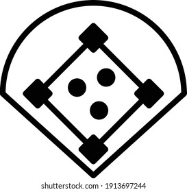 baseball diamond Concept, field with players Vector Glyph Icon Design, Base ball Symbol on white background, bat and ball game Sign, Sports equipment Stock,