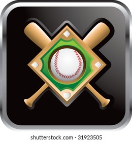 baseball diamond with crossed bats on web button