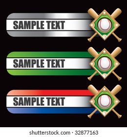 baseball diamond and crossed bats on specialized banners