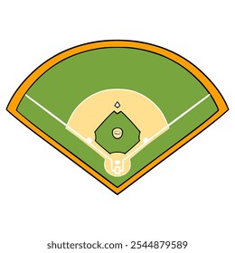 baseball diamond or baseball field illustration hand drawn isolated vector