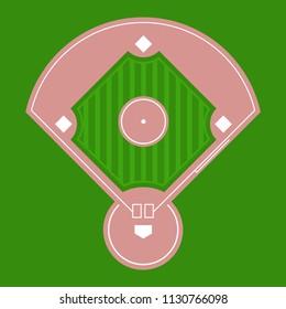 Baseball diamond field top view. Vector flat illustration.