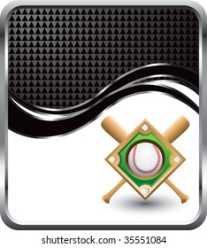 baseball diamond on diamond black and silver banner