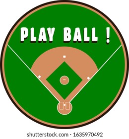 Baseball diamond with play ball message