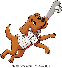 Baseball Dog Playing Cartoon Colored Clipart 